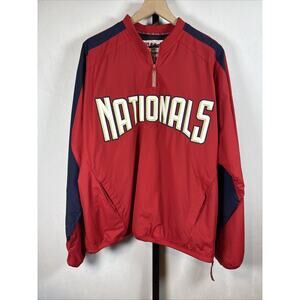 Washington Nationals Jacket Mens L 1/4 Zip Pullover Red Majestic Authentic MLB